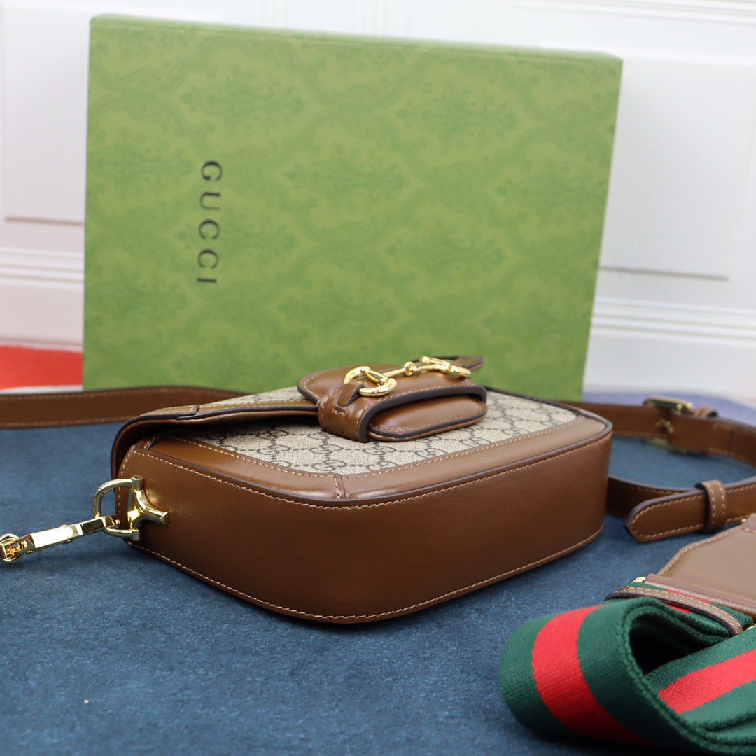 GUCCI HORSEBIT 1955 MINI BAG Beige and ebony 8.1 x 5.7 x 2 - Image 5