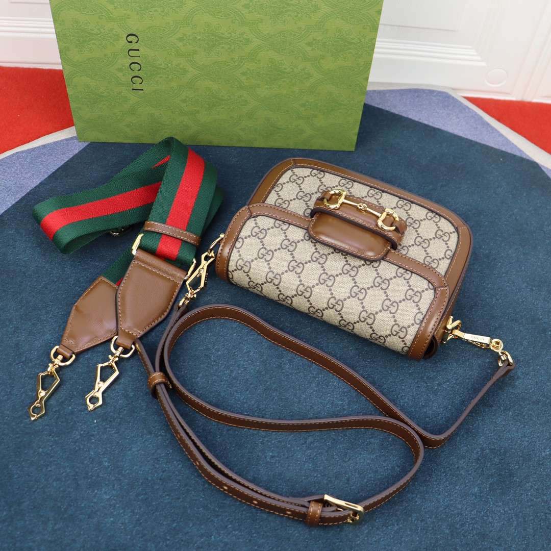 GUCCI HORSEBIT 1955 MINI BAG Beige and ebony 8.1 x 5.7 x 2 - Image 7