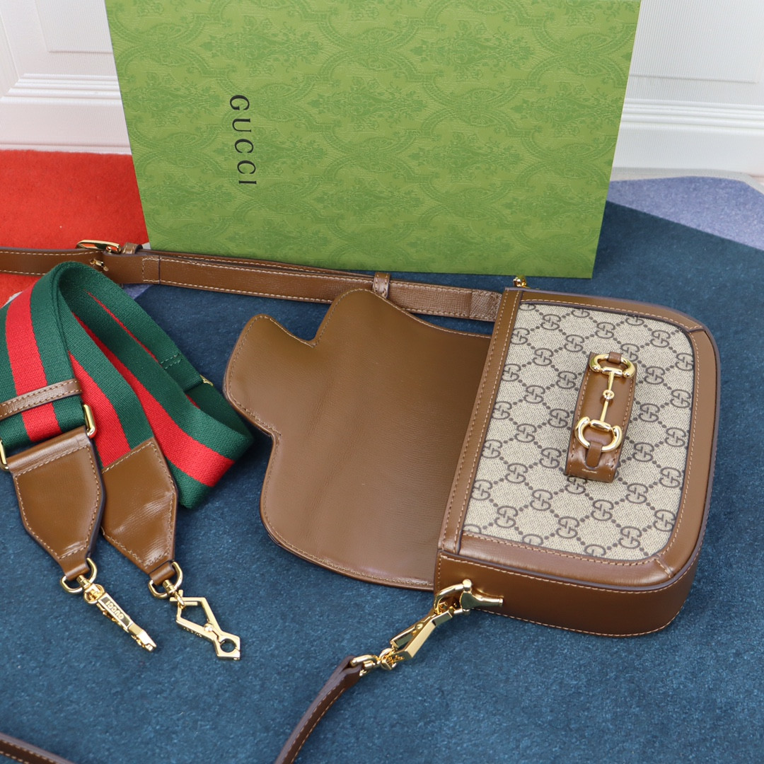 GUCCI HORSEBIT 1955 MINI BAG Beige and ebony 8.1 x 5.7 x 2 - Image 8