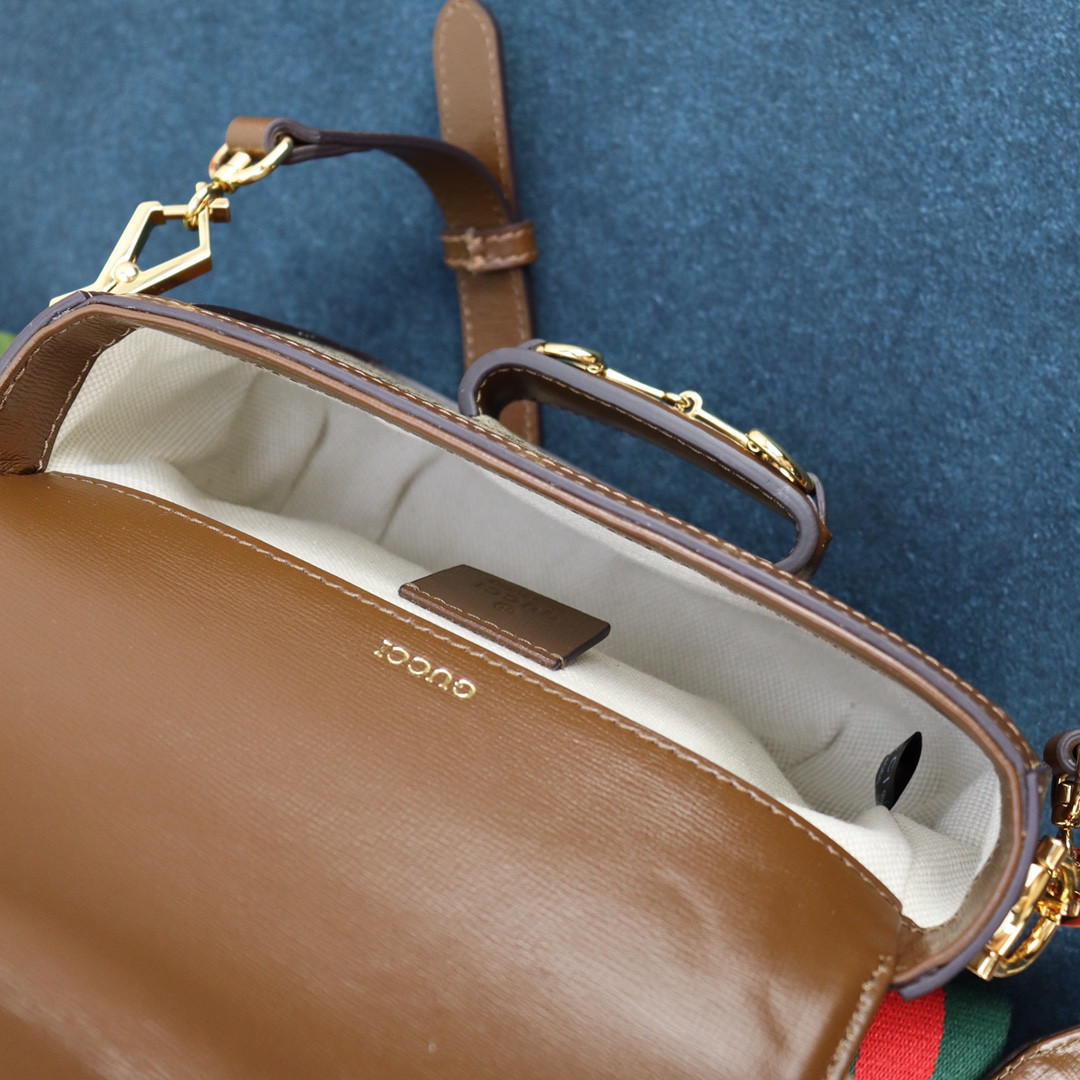 GUCCI HORSEBIT 1955 MINI BAG Beige and ebony 8.1 x 5.7 x 2 - Image 9