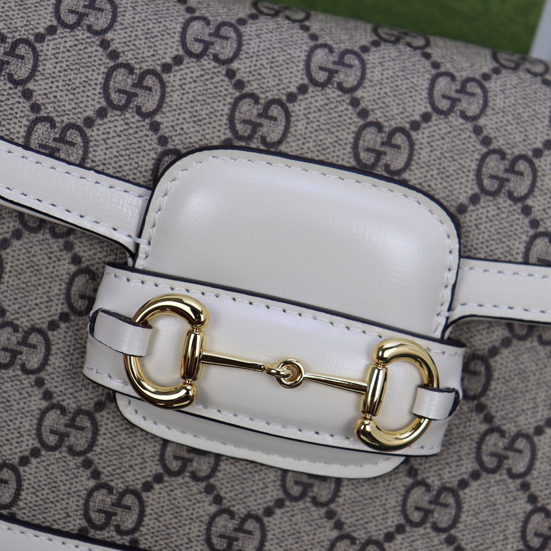GUCCI HORSEBIT 1955 MINI BAG GRAY WHITE 8.1 x 5.7 x 2 - Image 3