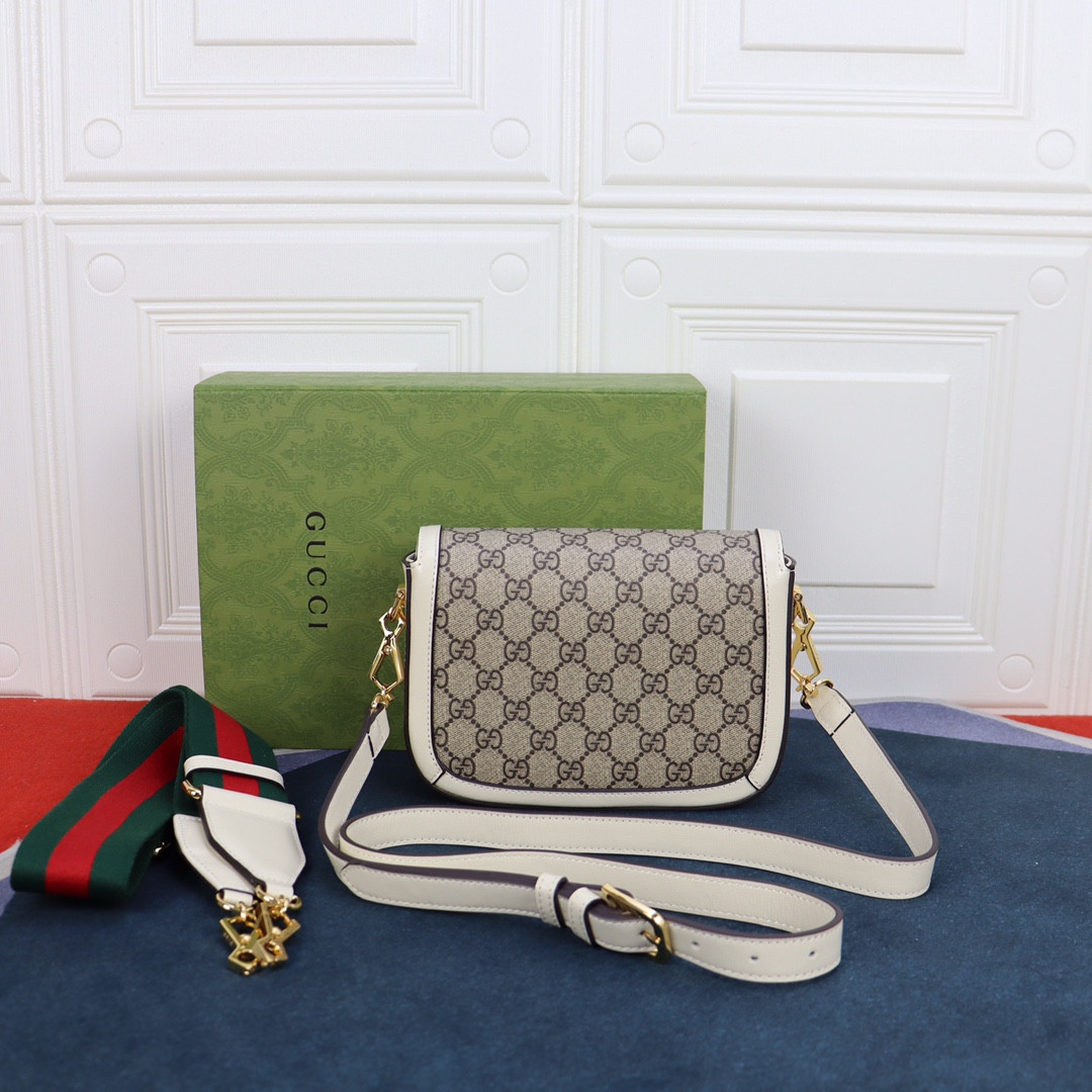 GUCCI HORSEBIT 1955 MINI BAG GRAY WHITE 8.1 x 5.7 x 2 - Image 6