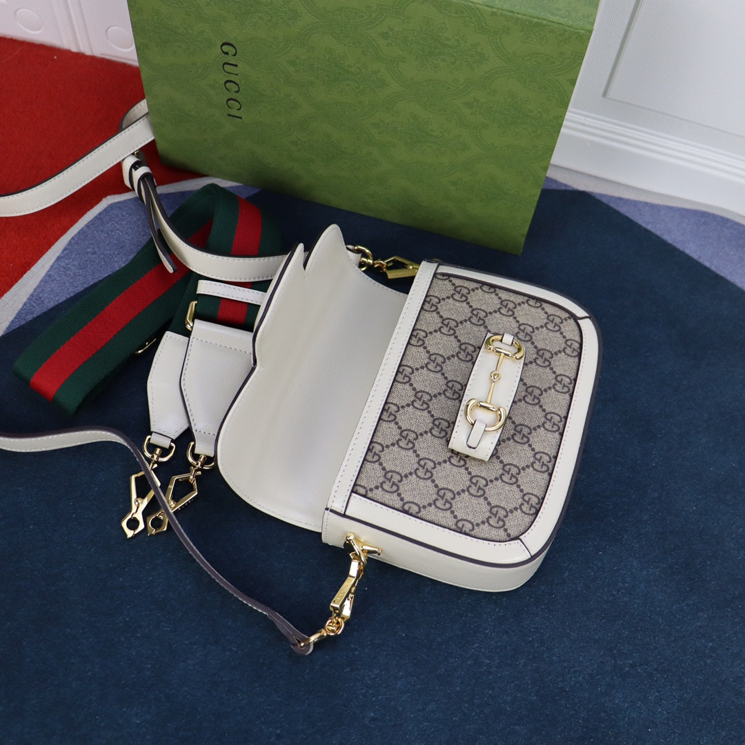 GUCCI HORSEBIT 1955 MINI BAG GRAY WHITE 8.1 x 5.7 x 2 - Image 8