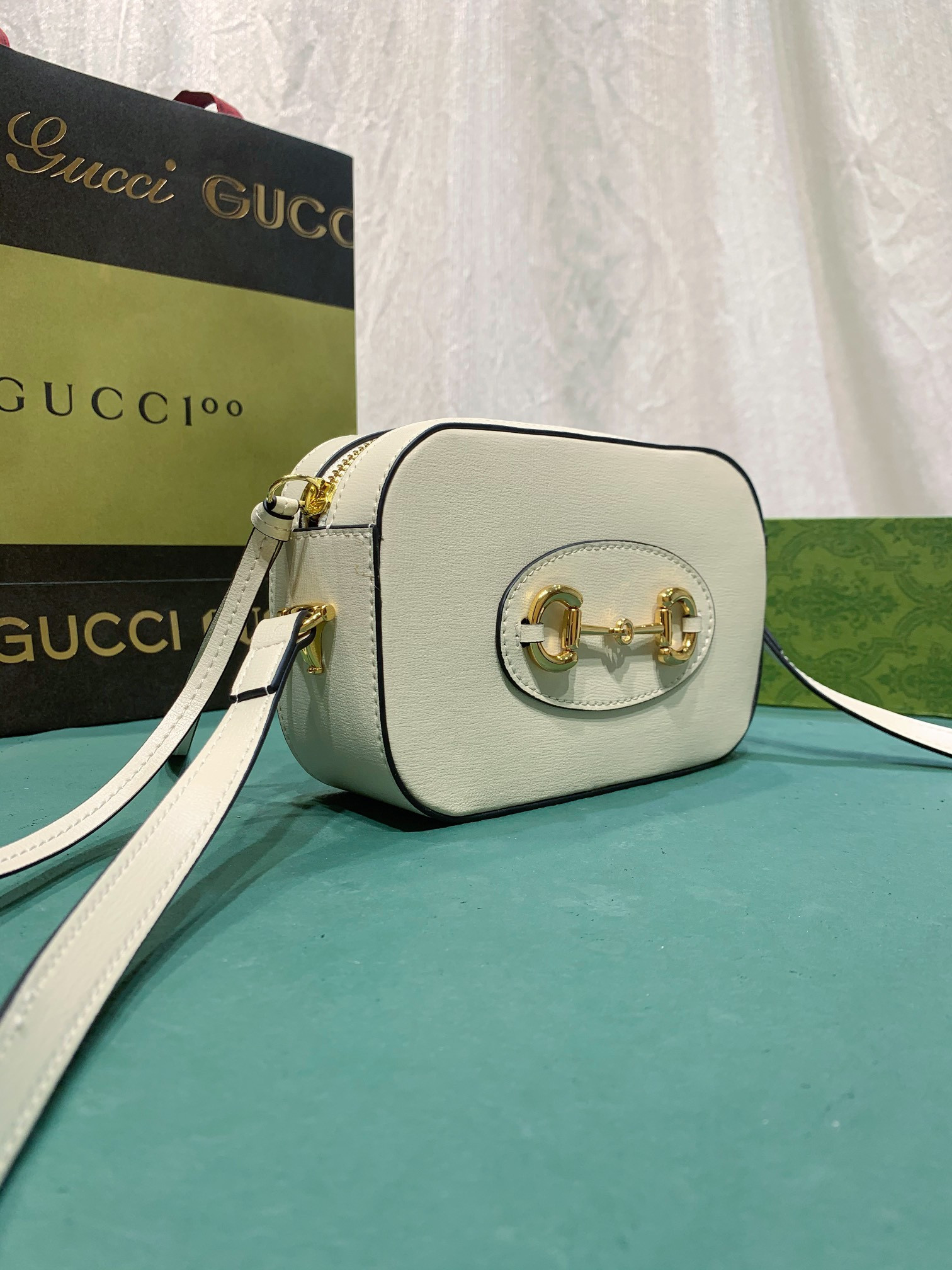 GUCCI HORSEBIT 1955 SMALL SHOULDER BAG WHITE 7.9 x 5.1 x 2.4 - Image 4