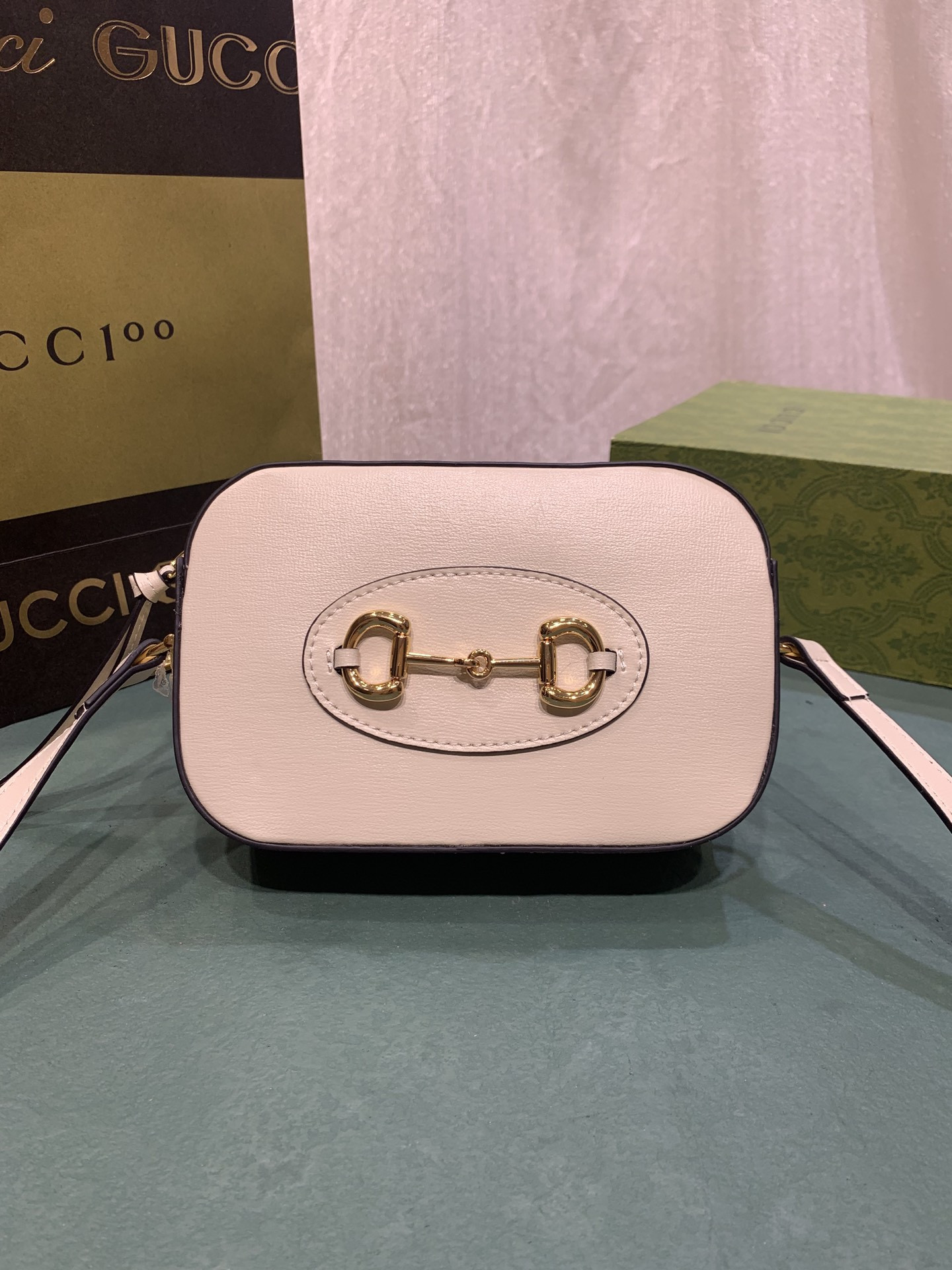 GUCCI HORSEBIT 1955 SMALL SHOULDER BAG WHITE 7.9 x 5.1 x 2.4 - Image 9