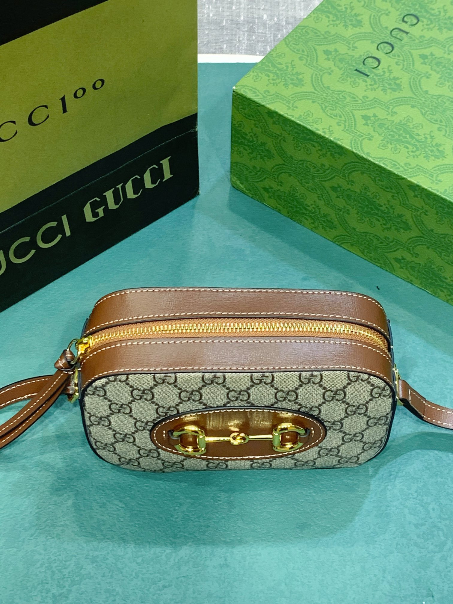 GUCCI HORSEBIT 1955 SMALL SHOULDER BAG Beige and ebony 7.9 x 5.1 x 2.4 - Image 4