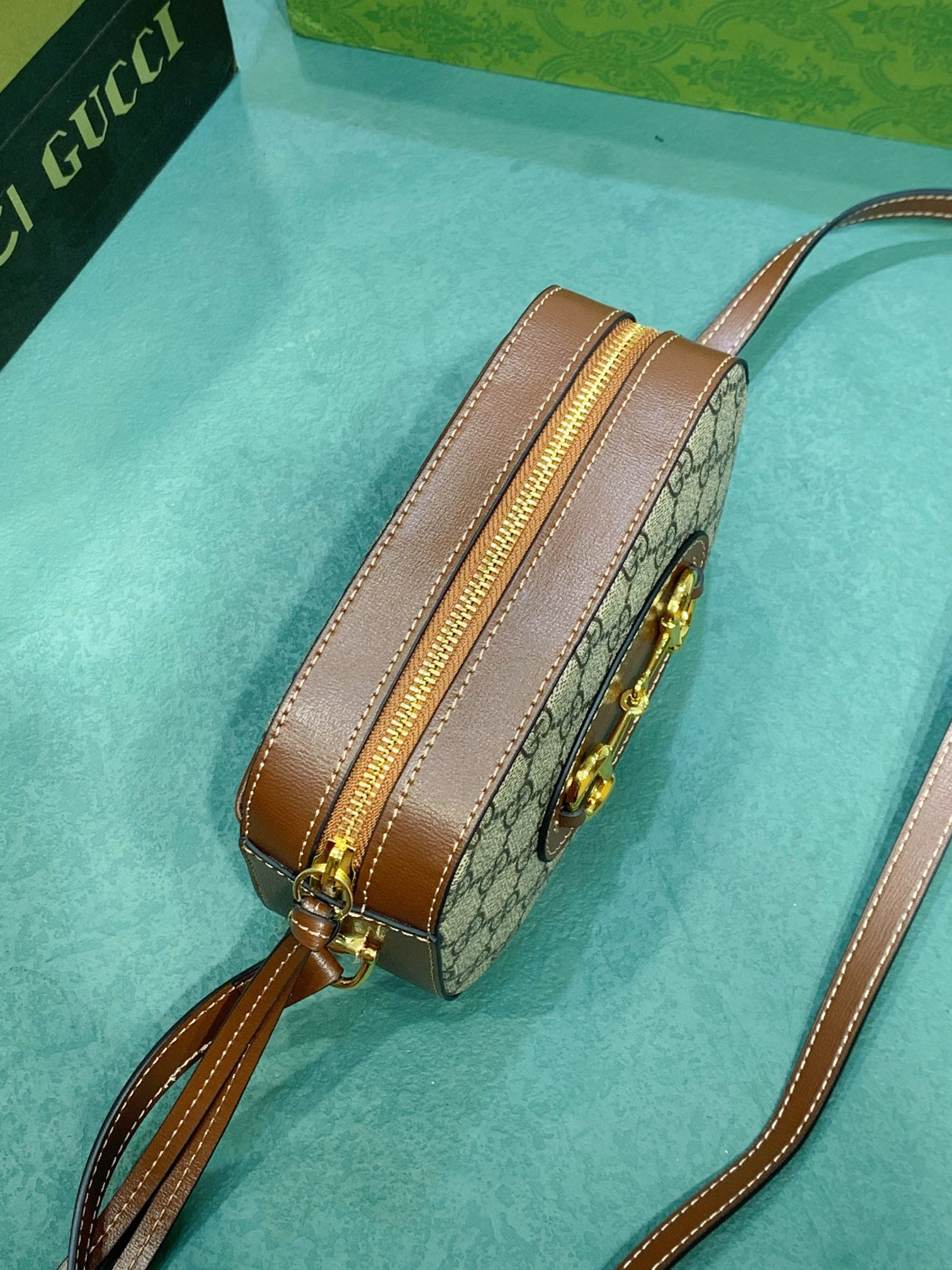 GUCCI HORSEBIT 1955 SMALL SHOULDER BAG Beige and ebony 7.9 x 5.1 x 2.4 - Image 5