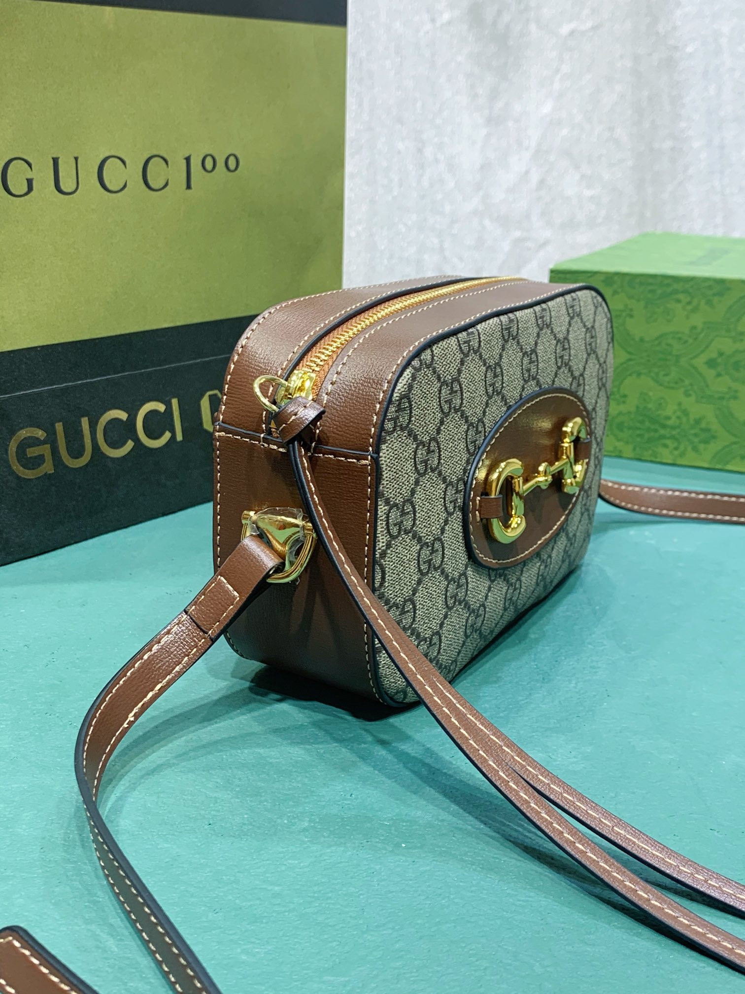 GUCCI HORSEBIT 1955 SMALL SHOULDER BAG Beige and ebony 7.9 x 5.1 x 2.4 - Image 7