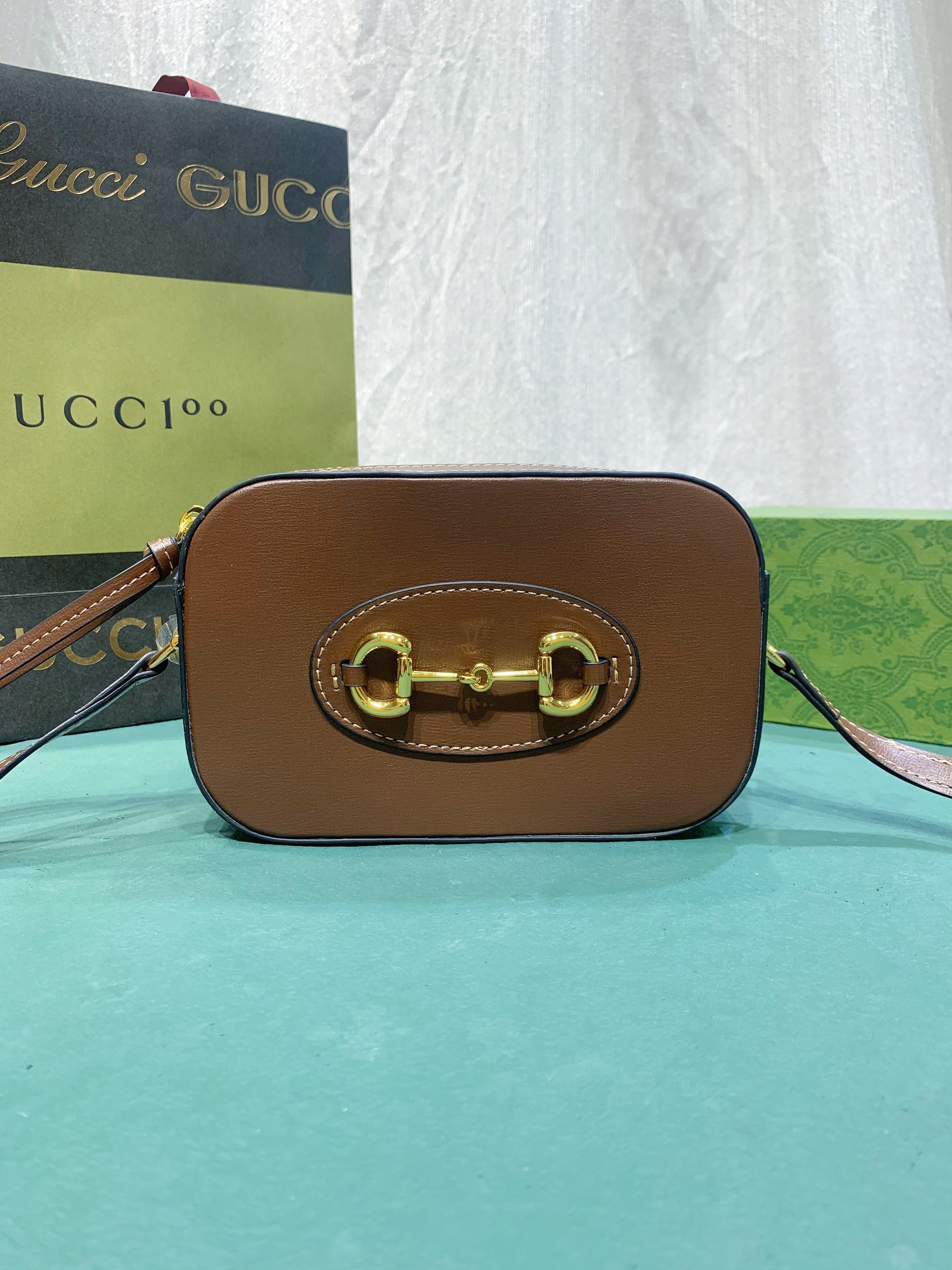 GUCCI HORSEBIT 1955 SMALL SHOULDER BAG BROWN 7.9 x 5.1 x 2.4