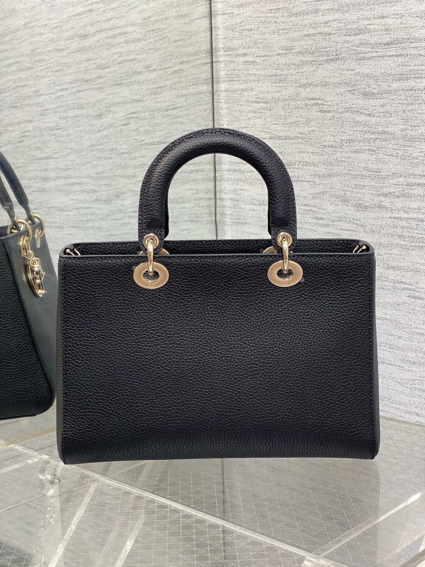 Medium Lady D-Sire My ABCDior Bag Black Bull Leather 12 x 8 x 5 inches - Image 3