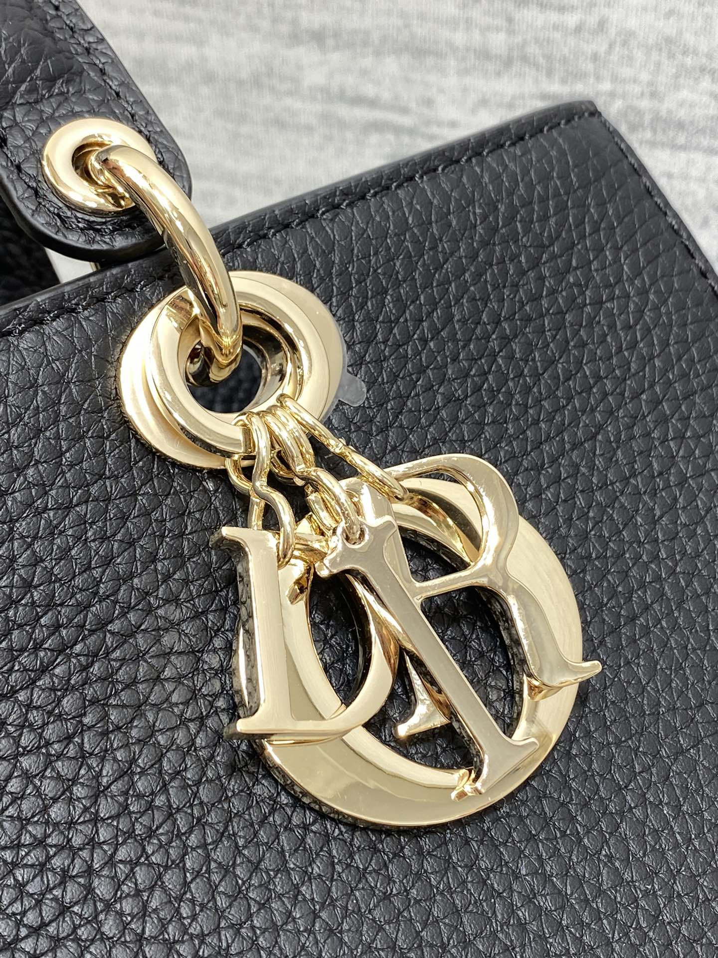 Medium Lady D-Sire My ABCDior Bag Black Bull Leather 12 x 8 x 5 inches - Image 4
