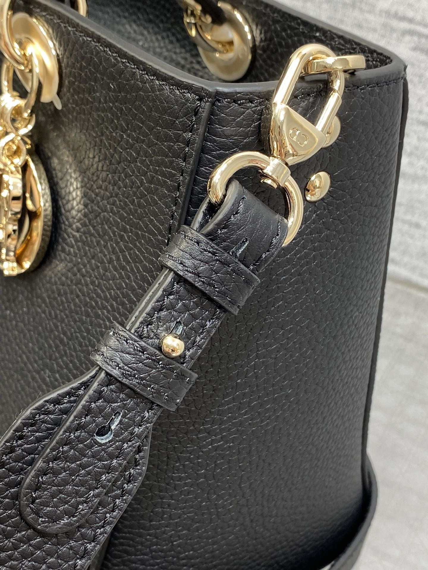 Medium Lady D-Sire My ABCDior Bag Black Bull Leather 12 x 8 x 5 inches - Image 6
