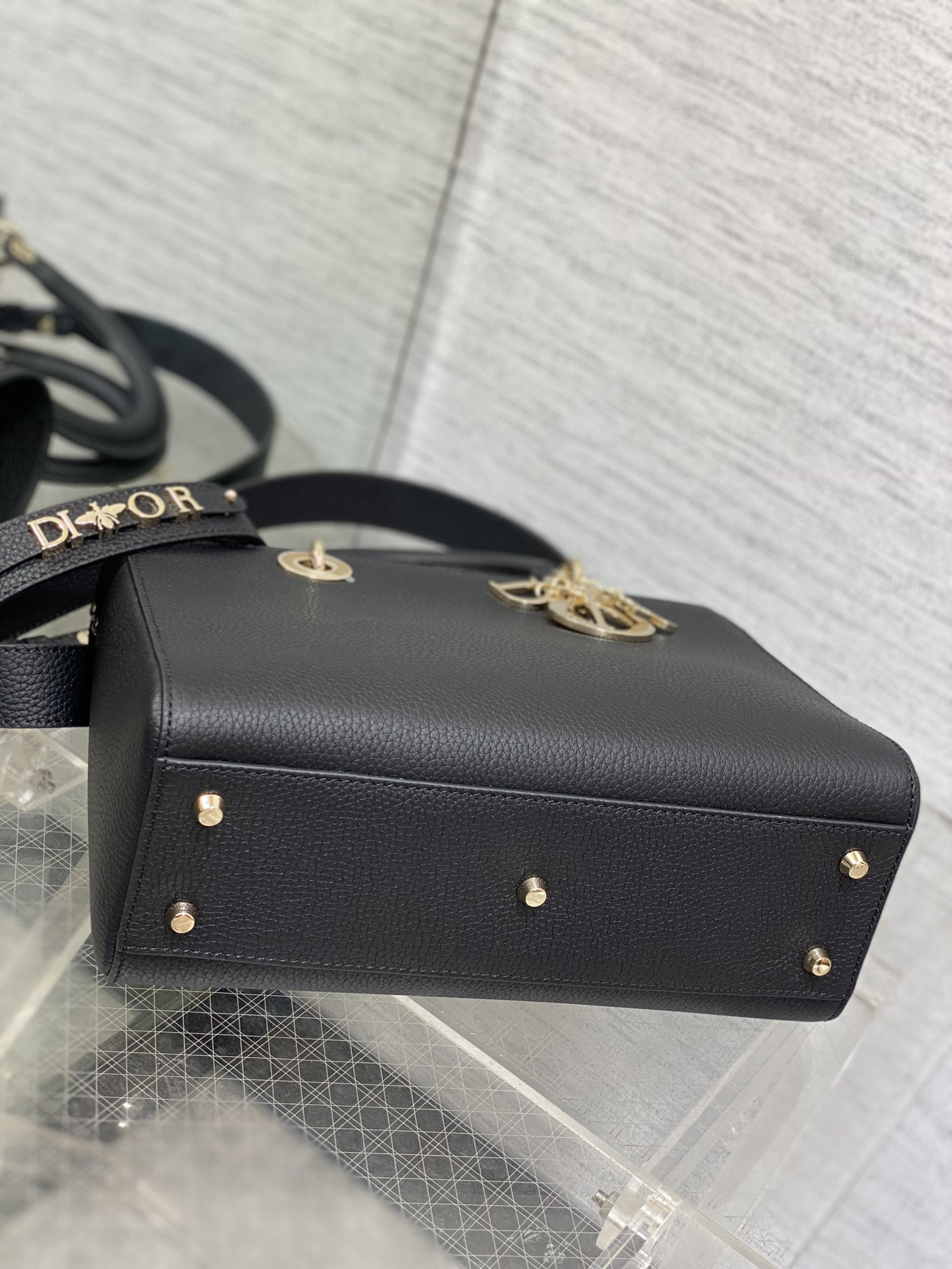 Medium Lady D-Sire My ABCDior Bag Black Bull Leather 12 x 8 x 5 inches - Image 7
