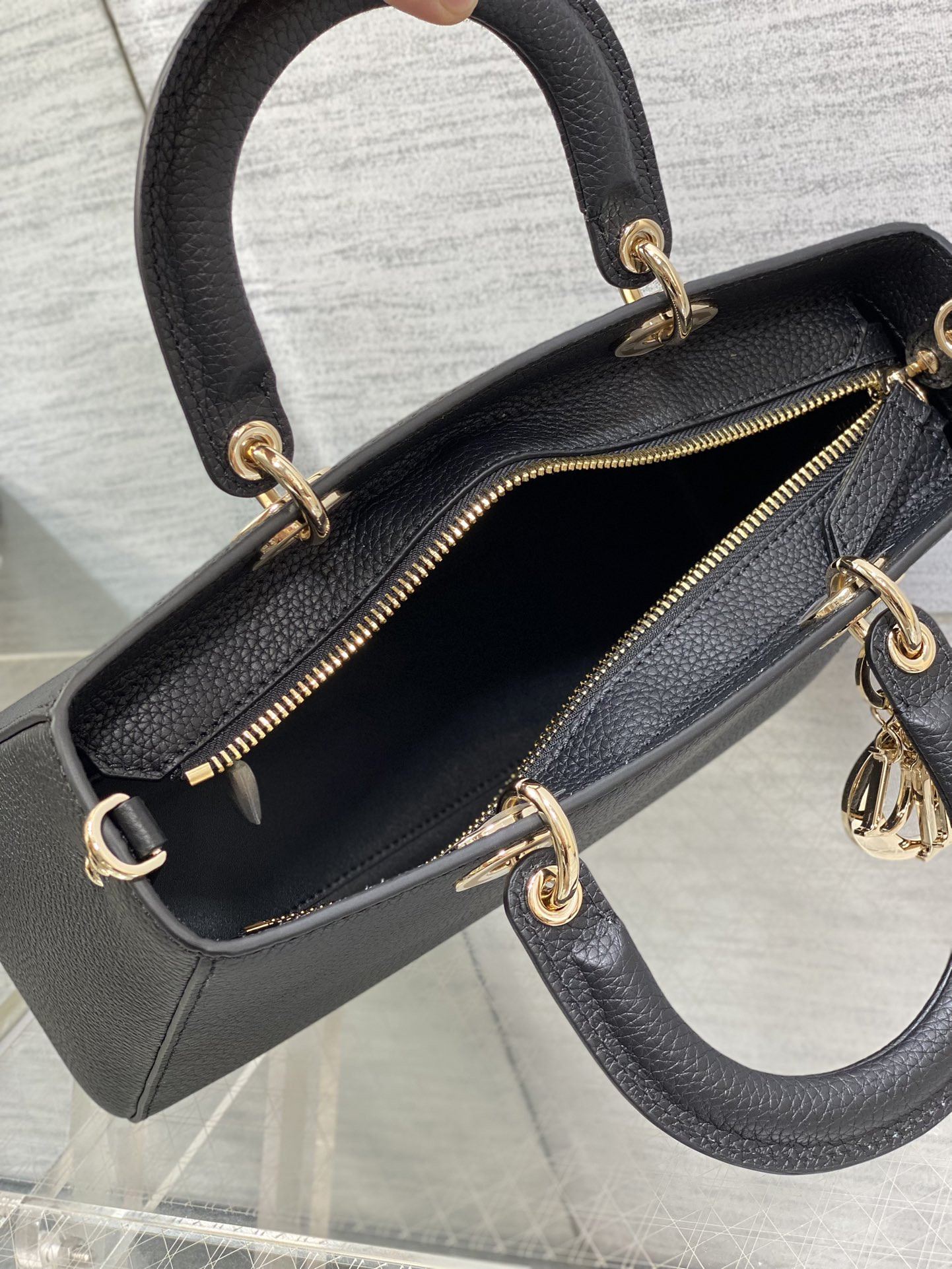 Medium Lady D-Sire My ABCDior Bag Black Bull Leather 12 x 8 x 5 inches - Image 8