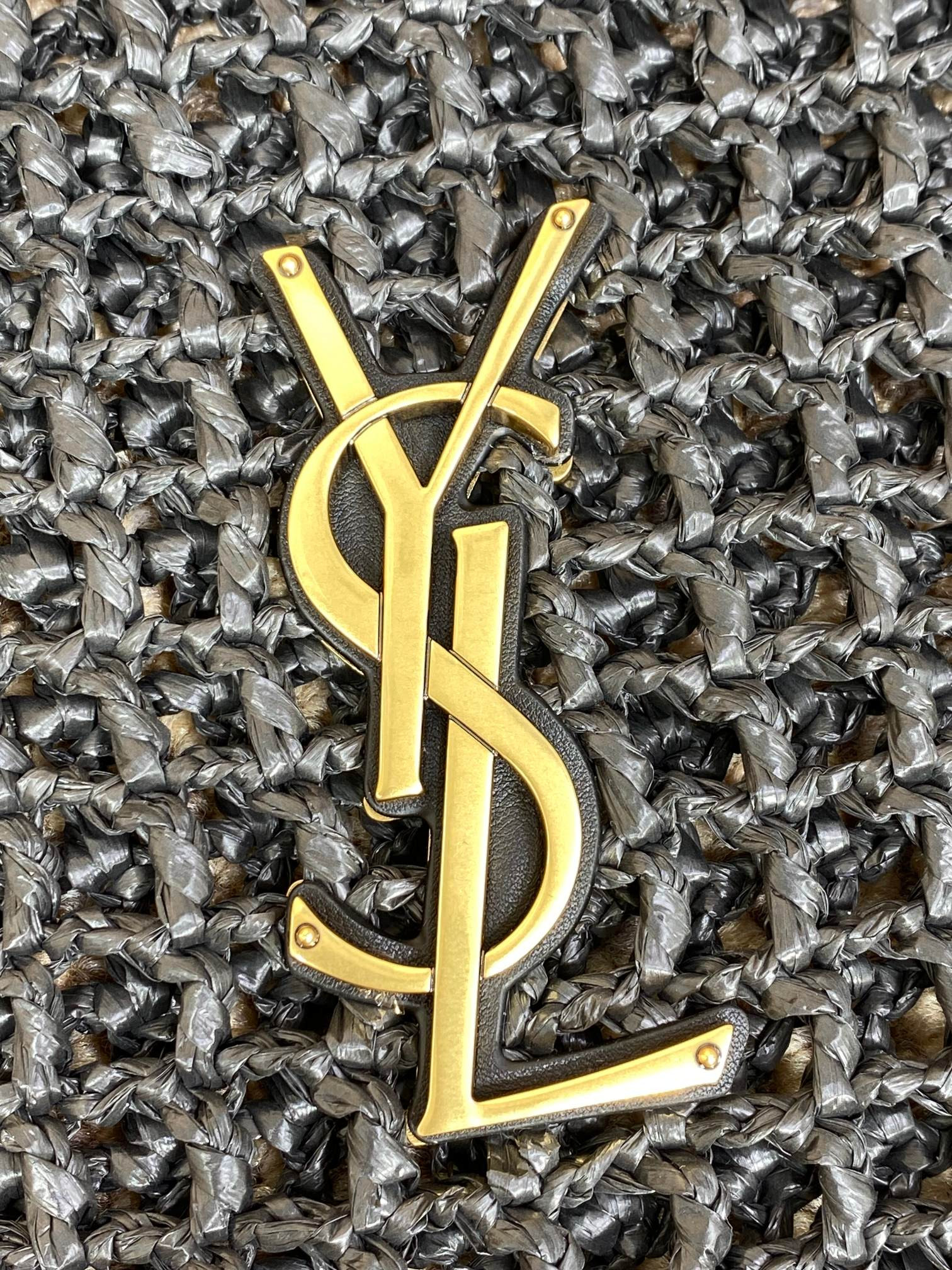 YSL OXALIS BAG IN RAFFIA MACRAM BLACK 14.6X 5.7X1.2INCHES - Image 16