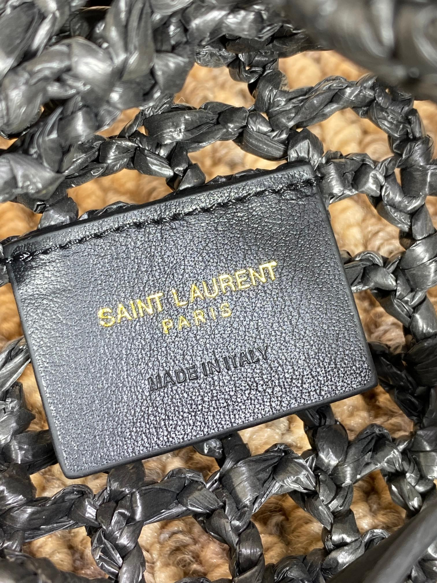 YSL OXALIS BAG IN RAFFIA MACRAM BLACK 14.6X 5.7X1.2INCHES - Image 19