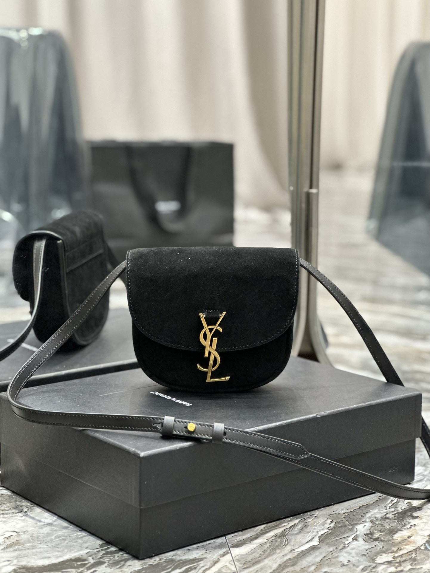 YSL KAIA SMALL SATCHEL IN SMOOTH LEATHER 7.2 X 6.1 X 2.1 INCHES