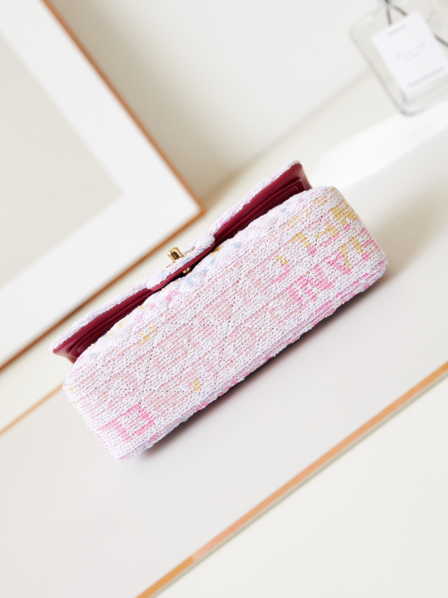Chanel Quilted Pink Multicolor Tweed Rectangular Flap Bag 14.5 × 23 × 6 cm - Image 7