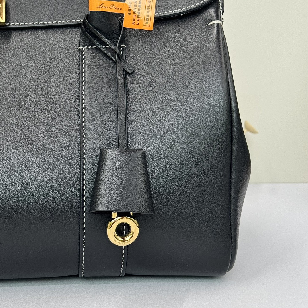 Loro Piana Loom Bag L32 Black Smooth Calfskin 33 x 23 x 18 cm - Image 7
