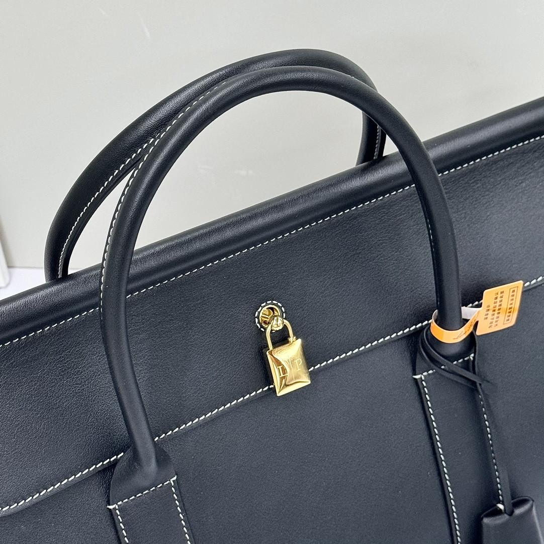 Loro Piana Loom Bag L32 Black Smooth Calfskin 33 x 23 x 18 cm - Image 8