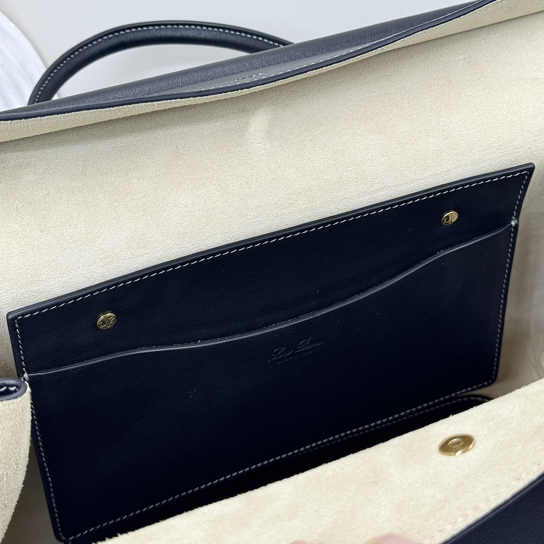 Loro Piana Loom Bag L32 Black Smooth Calfskin 33 x 23 x 18 cm - Image 9