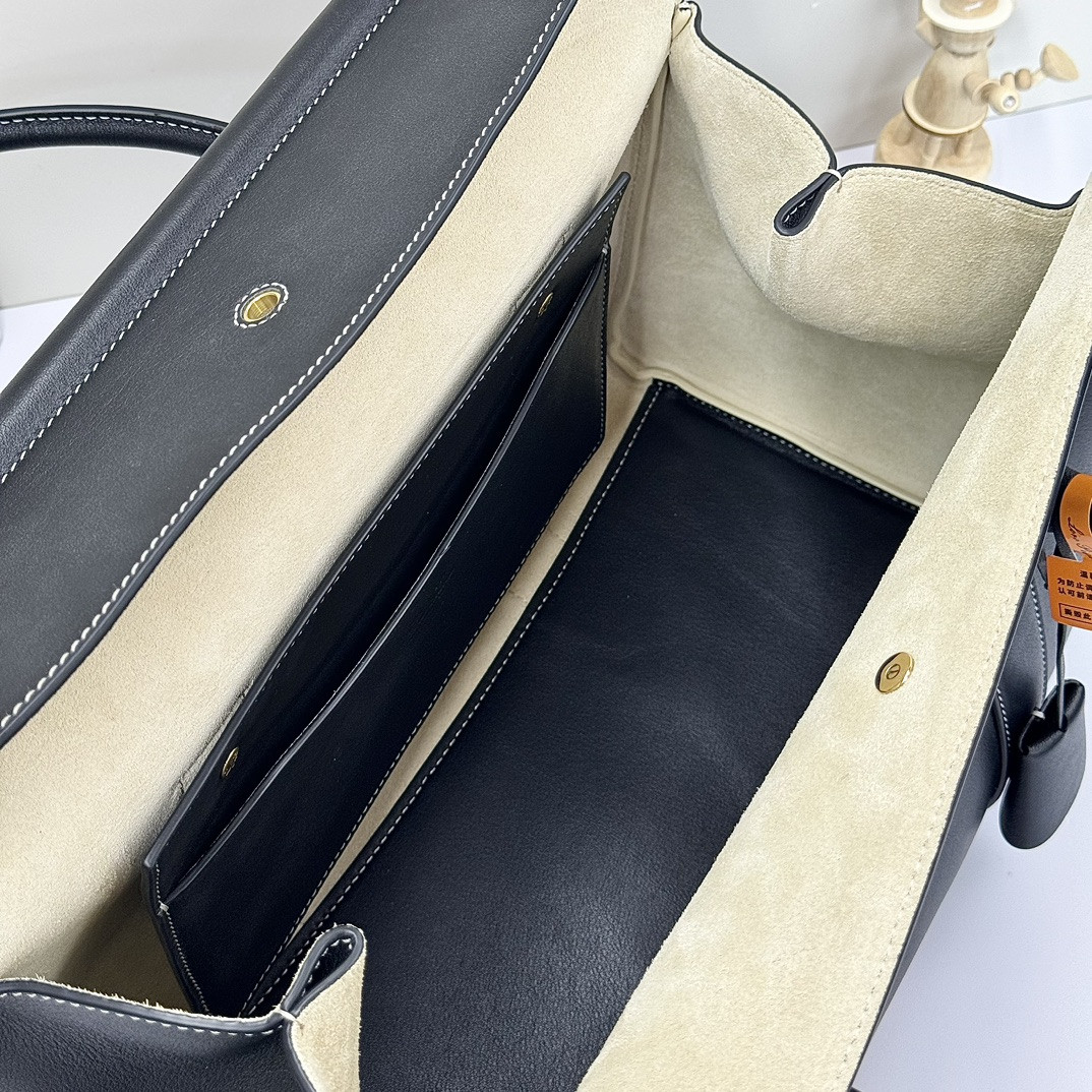 Loro Piana Loom Bag L32 Black Smooth Calfskin 33 x 23 x 18 cm - Image 10