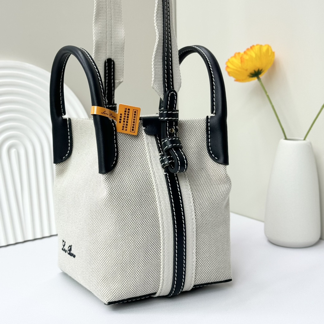 Loro Piana Micro Bale Bag Cotton, Linen FAM7943 (23*16*14cm) - Image 8