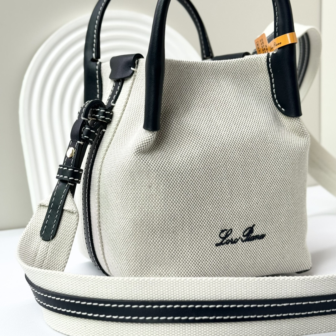 Loro Piana Micro Bale Bag Cotton, Linen FAM7943 (23*16*14cm) - Image 9