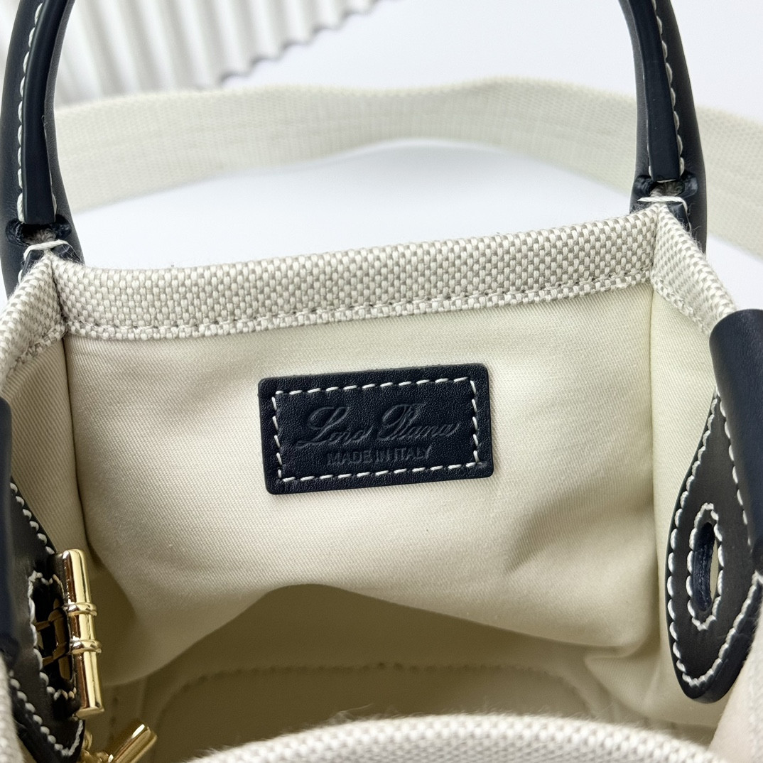 Loro Piana Micro Bale Bag Cotton, Linen FAM7943 (23*16*14cm) - Image 10
