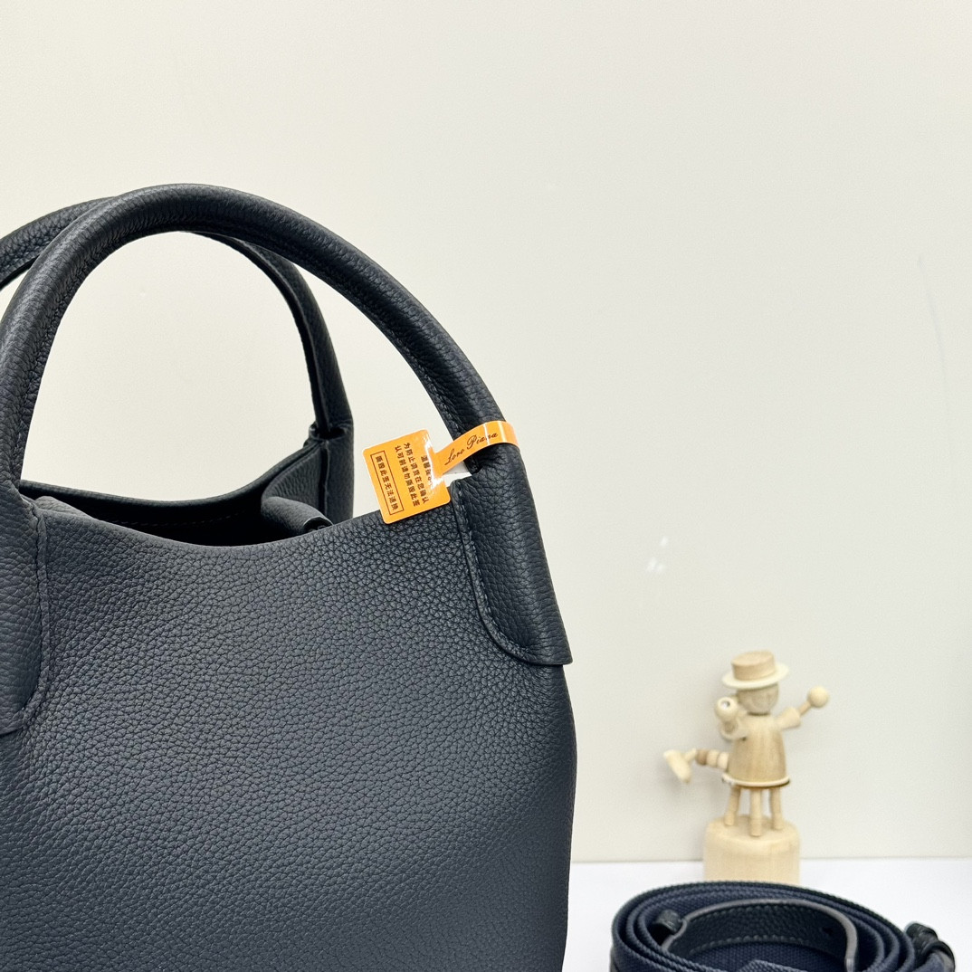 Loro Piana Small Bale Bag Black Grained Calfskin (21*17*17cm) - Image 5