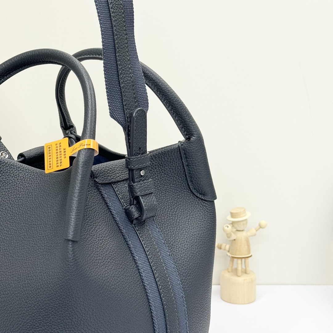 Loro Piana Small Bale Bag Black Grained Calfskin (21*17*17cm) - Image 7