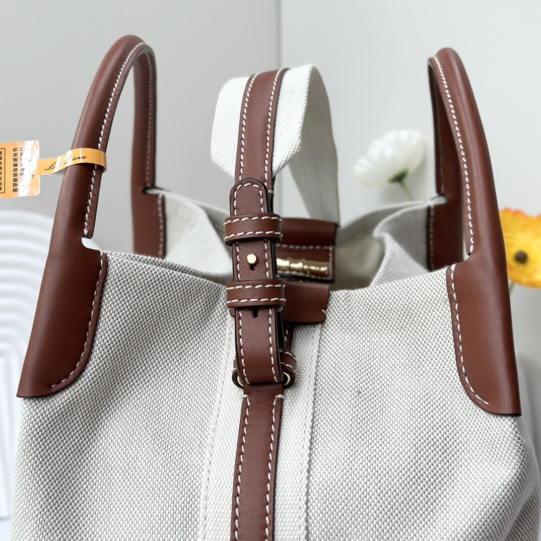 Loro Piana Large Bale Bag Cotton, Linen FAN4646 (27*24*20cm) - Image 7
