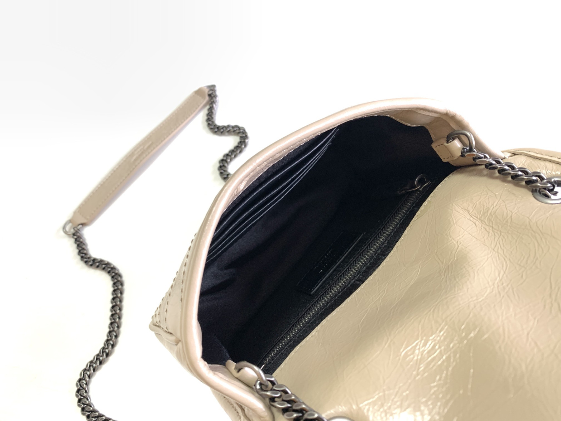 YSL NIKI CHAIN WALLET IN SHINY LEATHER WHITE 19 x 15 x 6 CM - Image 9