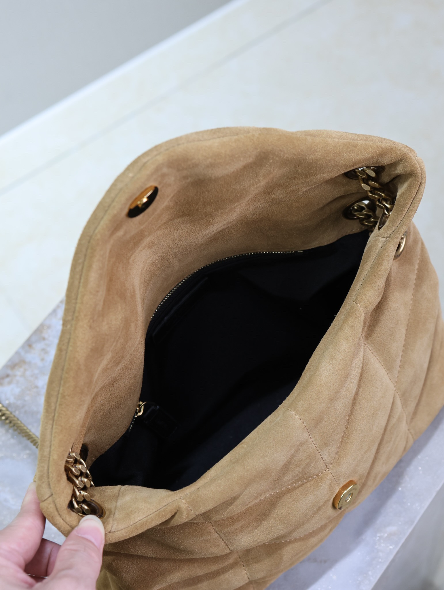 YSL Loulou Small Puffer (Suede) 29 x 17 x 11cm - Image 9