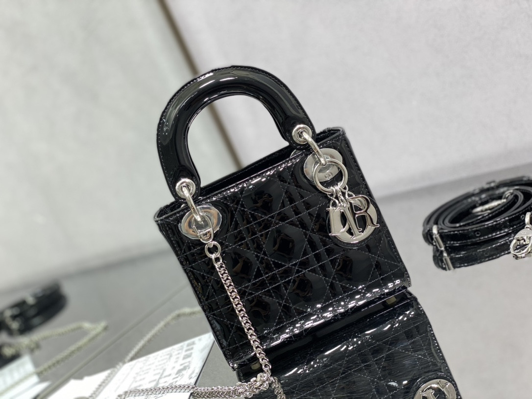 Mini Lady Dior Bag Patent Cannage Calfskin 17 x 15 x 7 cm - Image 3