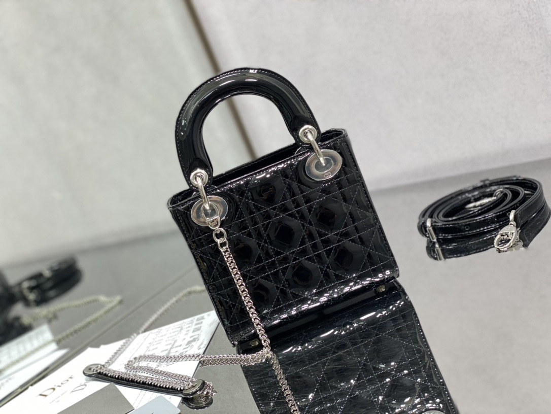 Mini Lady Dior Bag Patent Cannage Calfskin 17 x 15 x 7 cm - Image 5