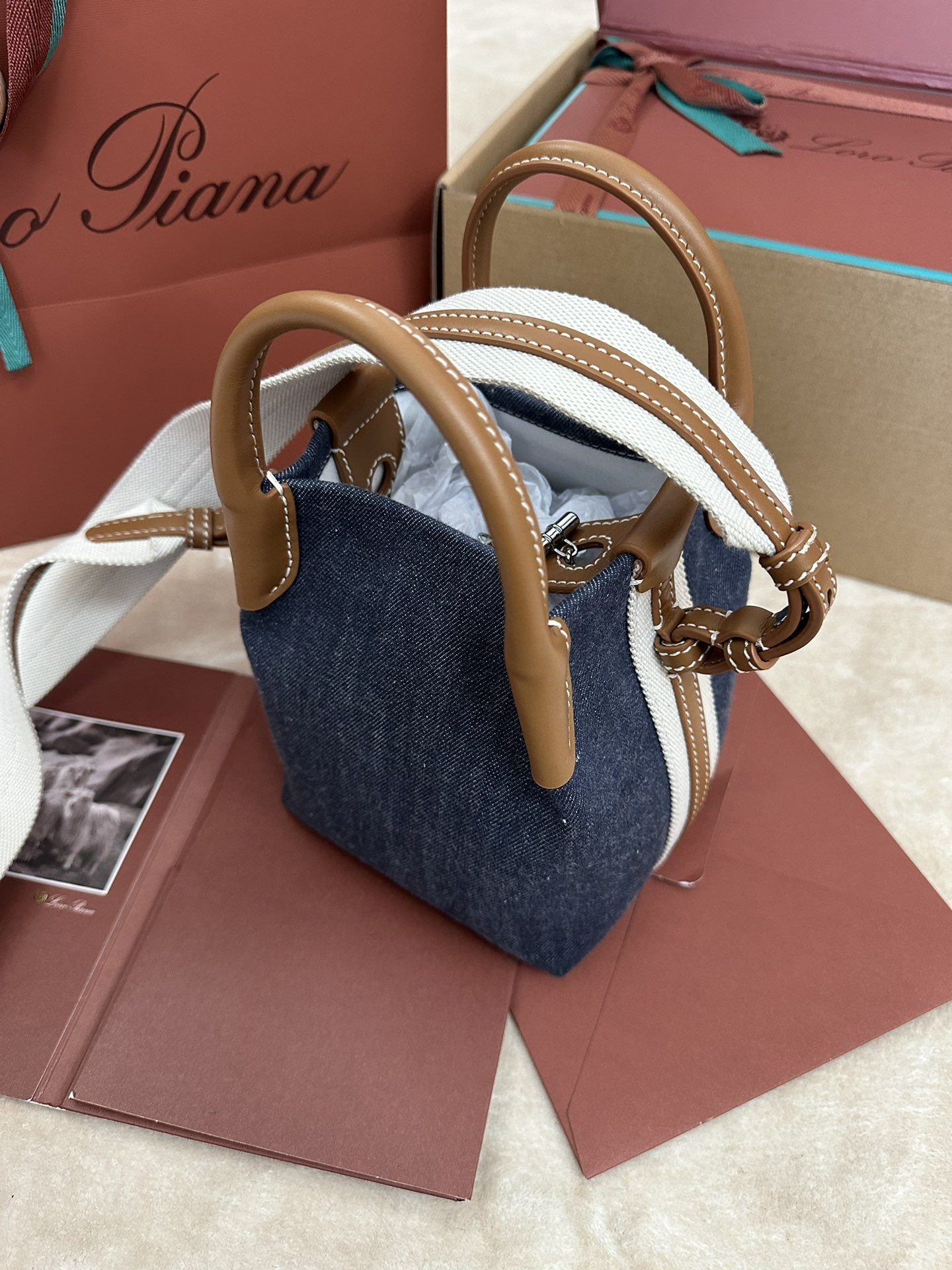 Loro Piana Micro Bale Cotton bag FAM7943 (23*16*14cm) - Image 4