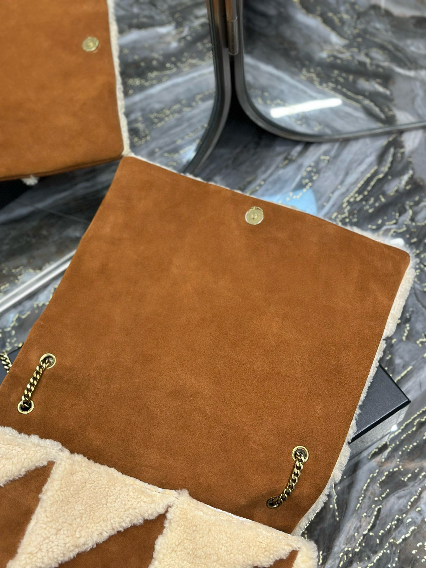 YSL Jamie Large in Suede and Shearling 38*26*12cm - Image 15