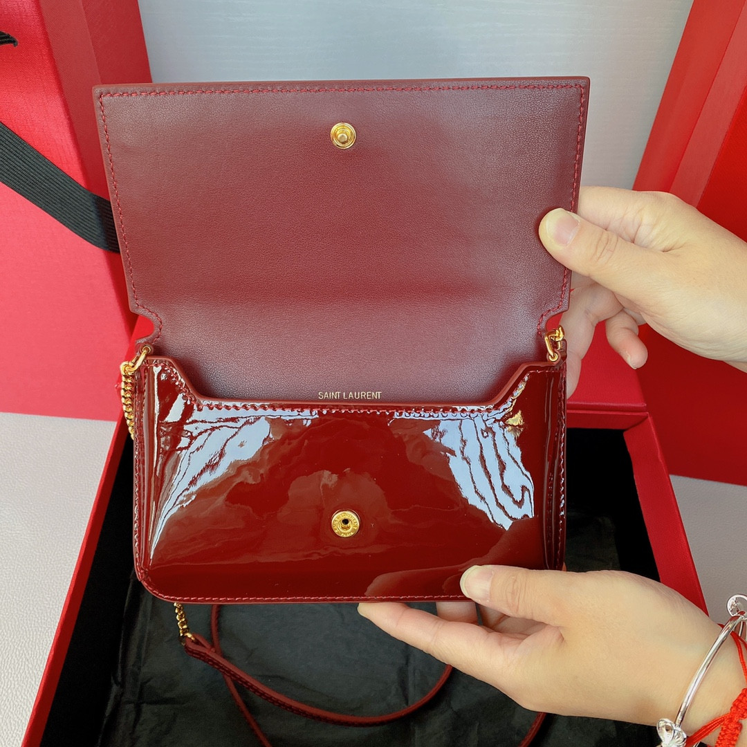 YSL Monogram phone holder with strap (patent leather) 18 x 11 x 2.5 CM - Image 9