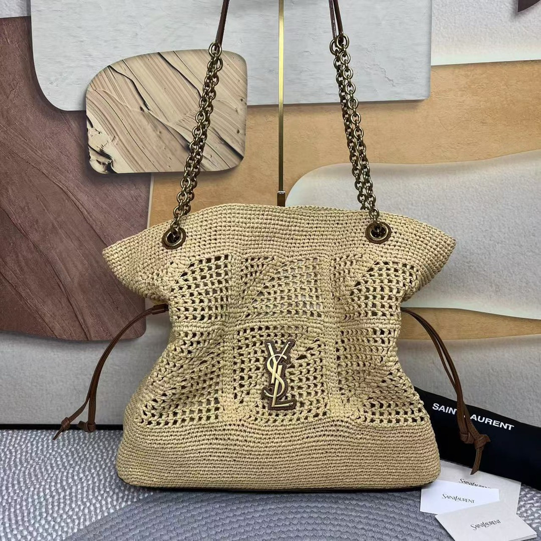 YSL JAMIE SHOPPING in raffia 35x35x10cm - Image 2