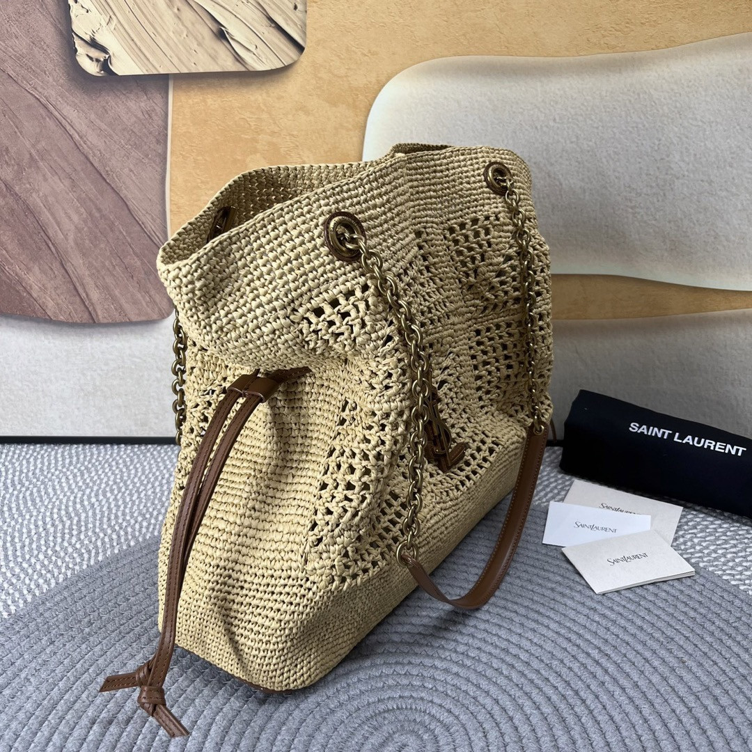 YSL JAMIE SHOPPING in raffia 35x35x10cm - Image 5