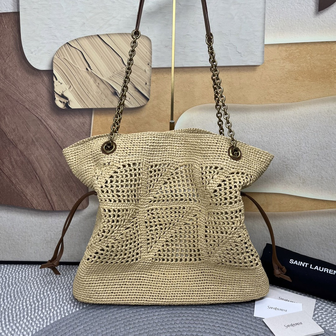 YSL JAMIE SHOPPING in raffia 35x35x10cm - Image 3
