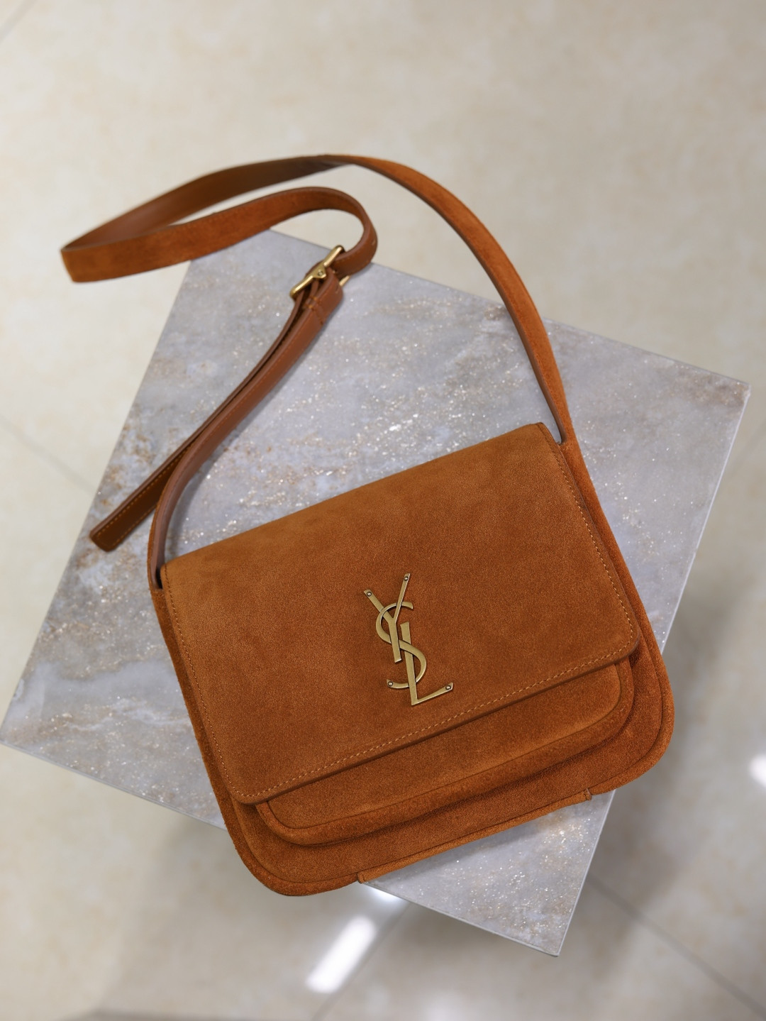 YSL NIKI satchel in suede 21.5x16x9cm - Image 8