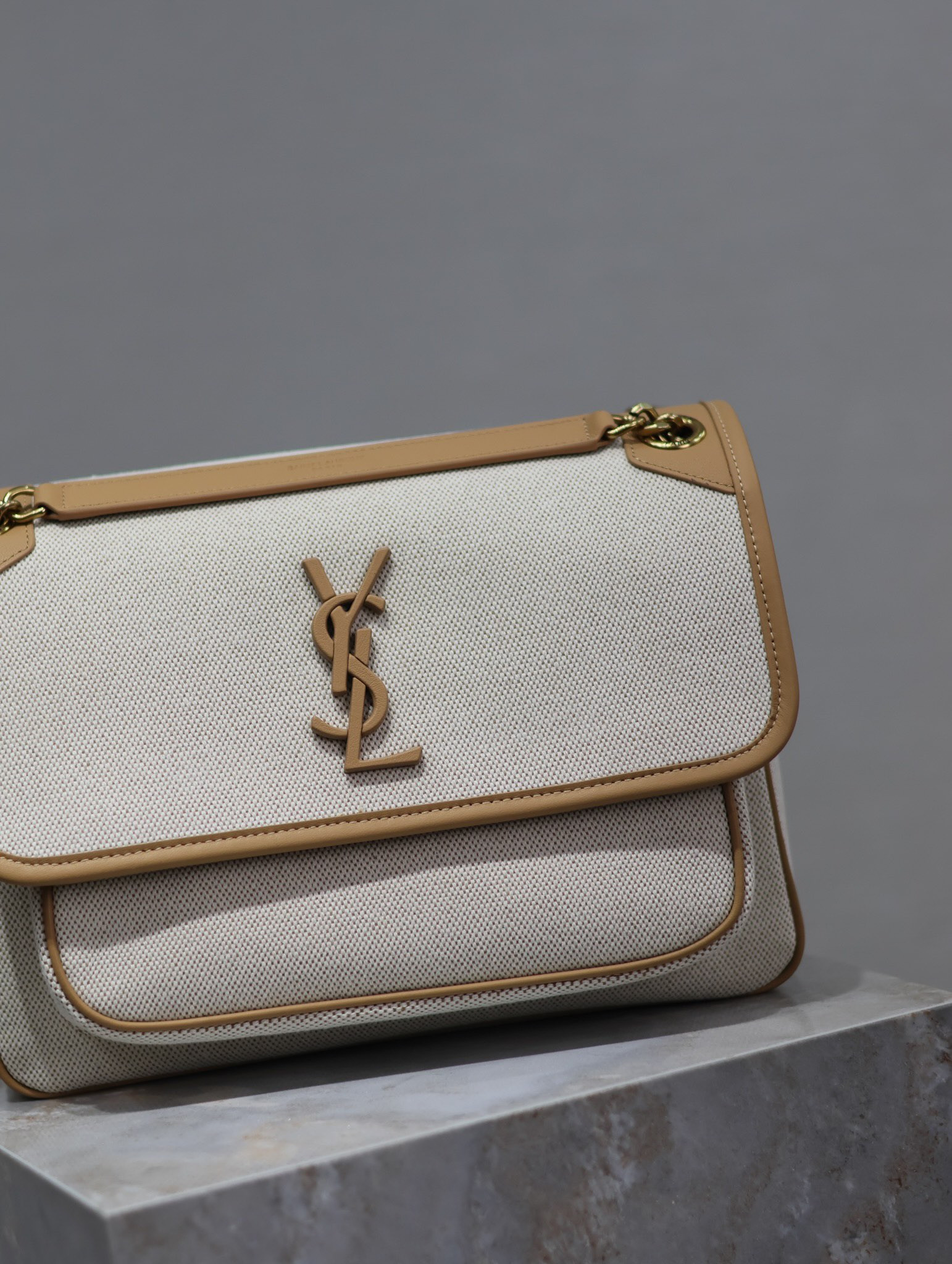 YSL NIKI MEDIUM IN Calfskin Cotton and Linen 28x20x8.5cm - Image 5