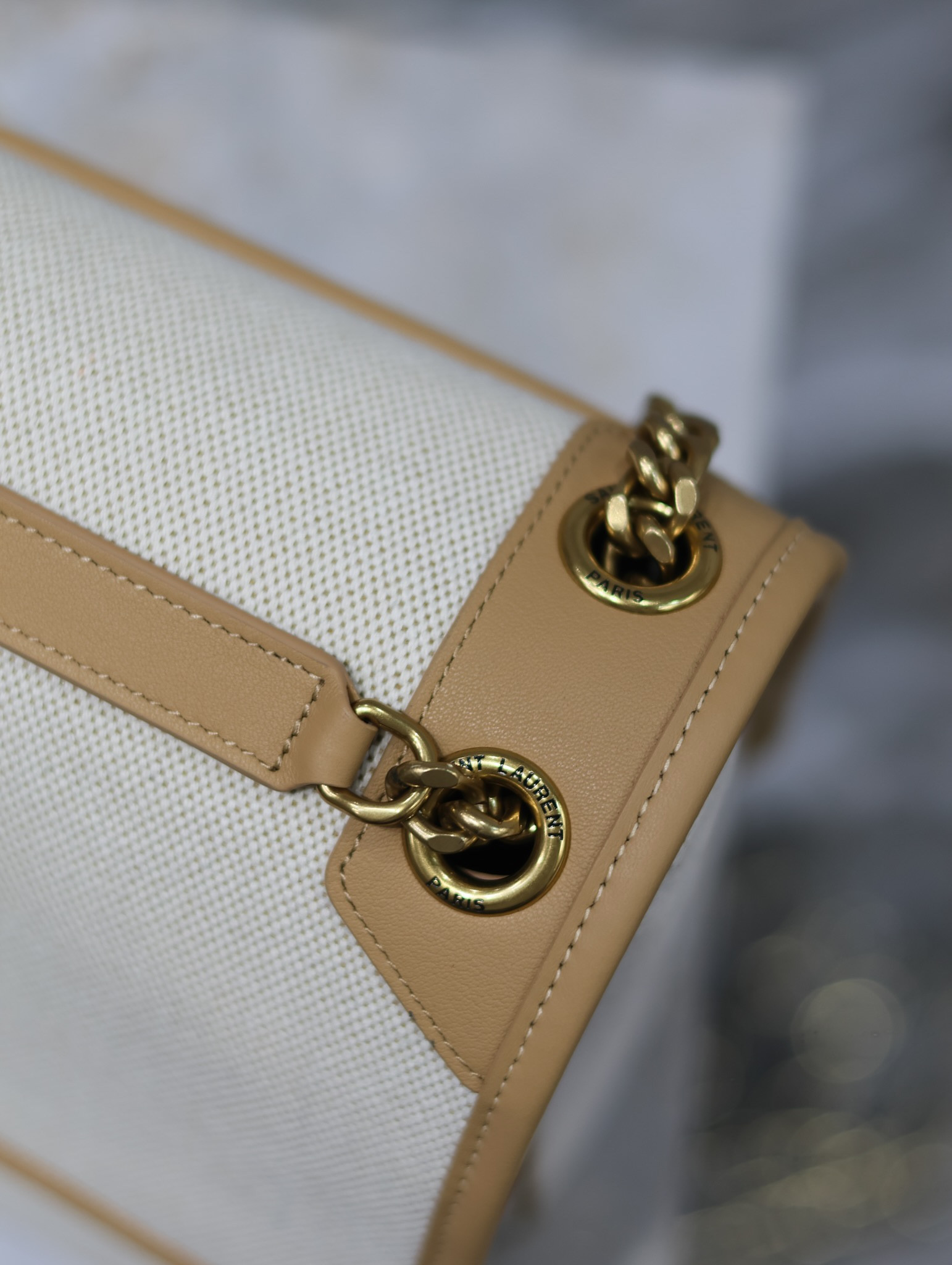 YSL NIKI MEDIUM IN Calfskin Cotton and Linen 28x20x8.5cm - Image 8