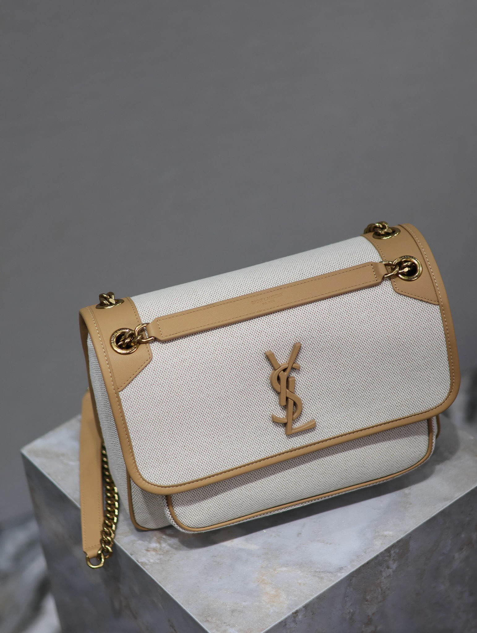 YSL NIKI MEDIUM IN Calfskin Cotton and Linen 28x20x8.5cm - Image 6