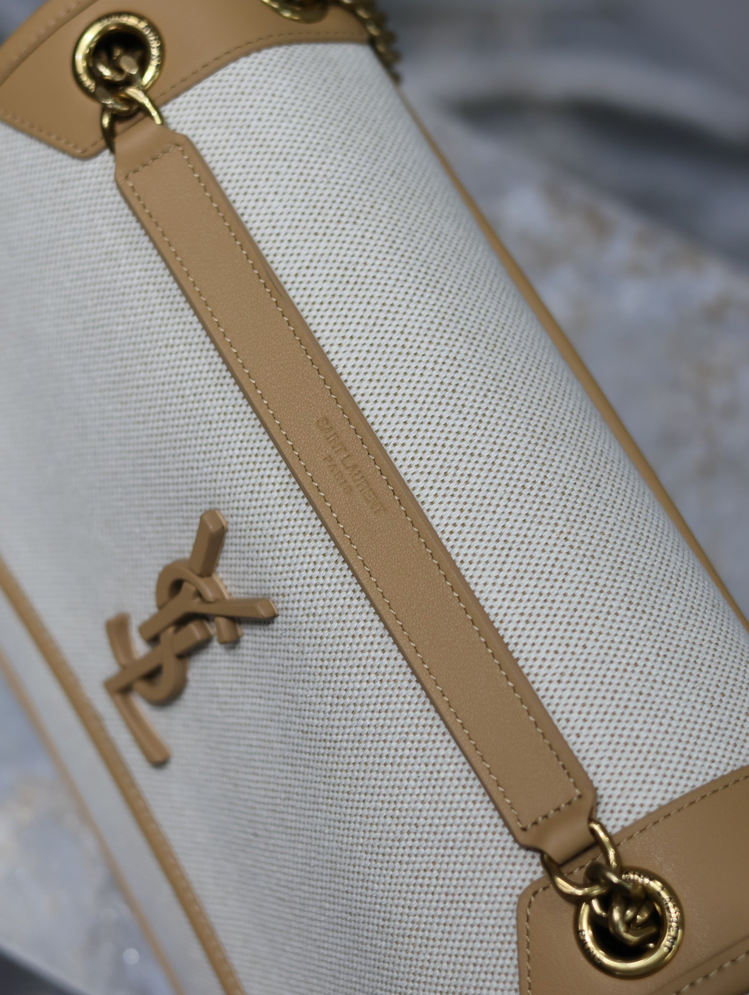 YSL NIKI MEDIUM IN Calfskin Cotton and Linen 28x20x8.5cm - Image 13