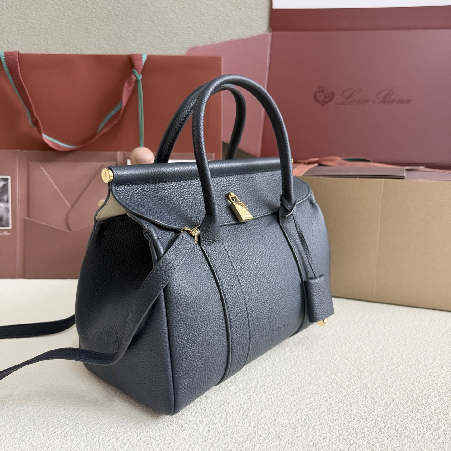 Loro Piana Loom L25 Calfskin Deep Royal Blue 25x18x12.5cm - Image 3