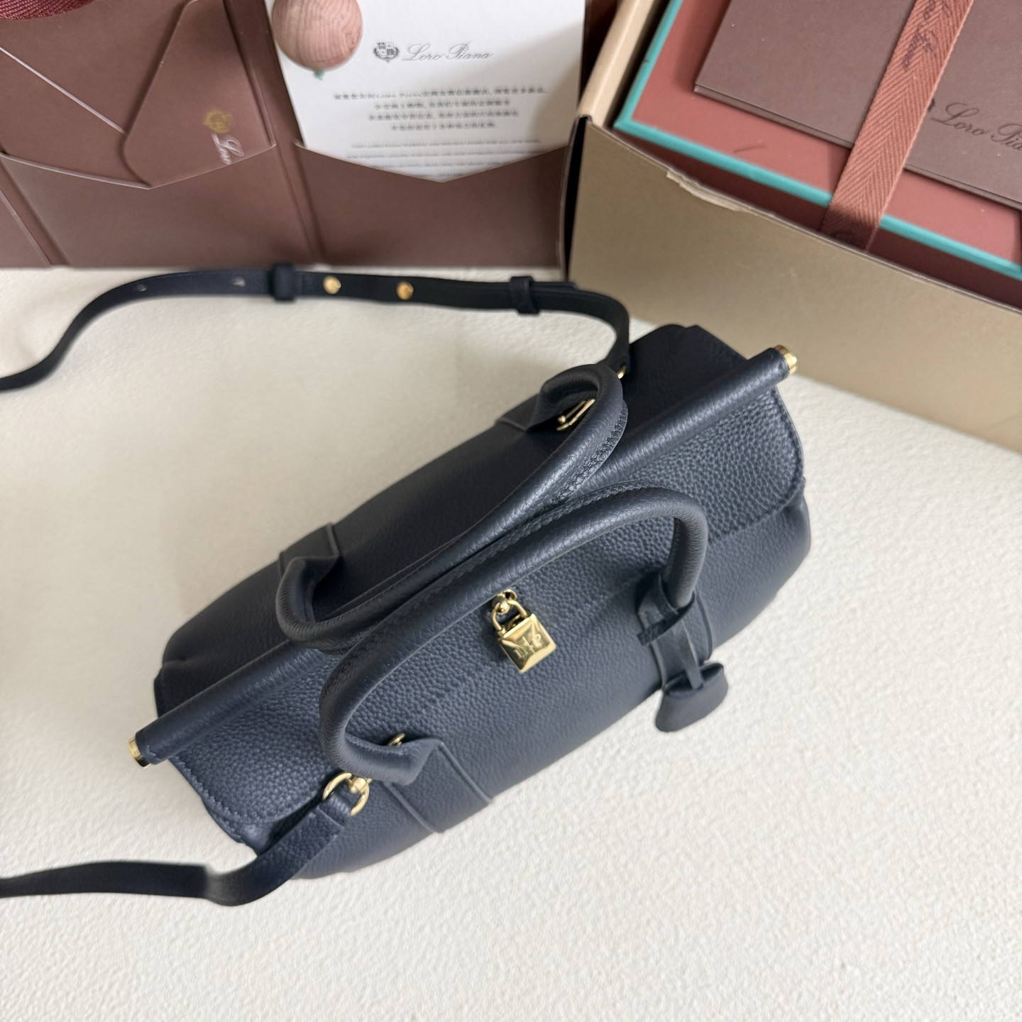 Loro Piana Loom L25 Calfskin Deep Royal Blue 25x18x12.5cm - Image 5