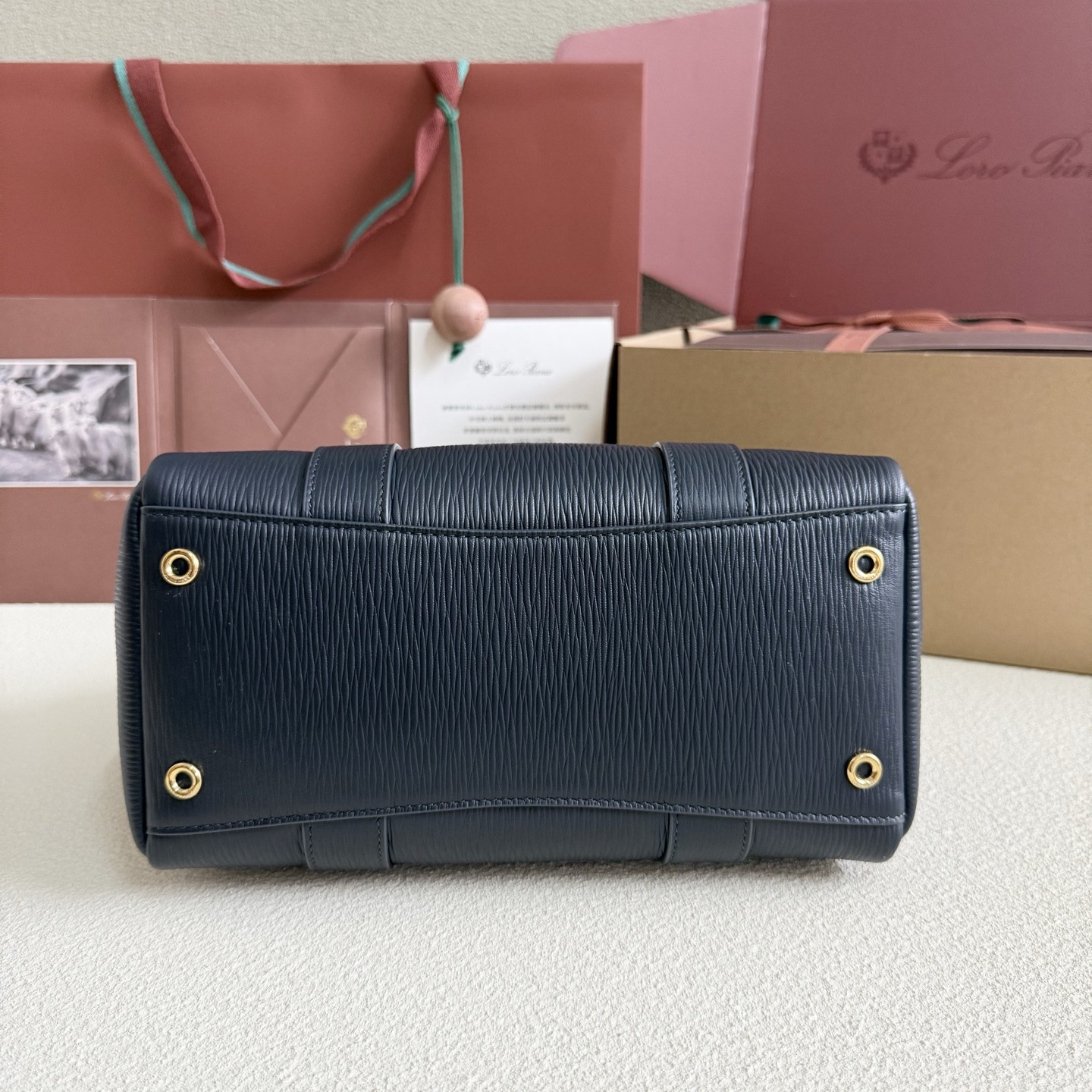 Loro Piana Loom L25 Calfskin Dark blue 25x18x12.5cm - Image 5